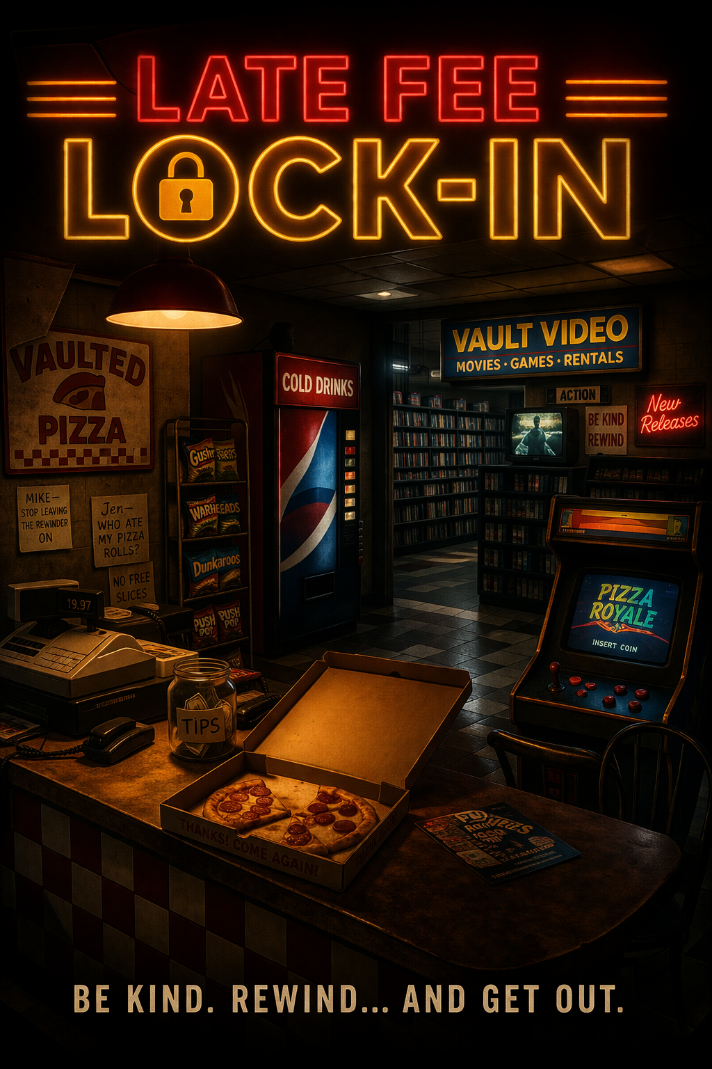 Late Fee Lock-In — a 1990s video rental store nostalgia escape room at The Vault in Newnan, GA